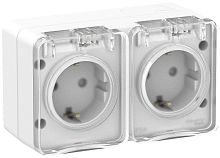 Розетка с заземлением накладная Systeme Electric AtlasDesign Profi54 2-м. крышка IP54 белый картинка